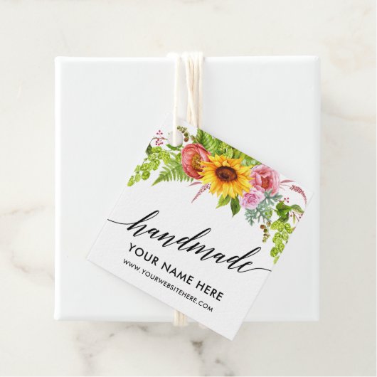 Kalligrafie Handgemaakte Zonnebloem Bloemen Handge Bedankjes Labels (In situ)