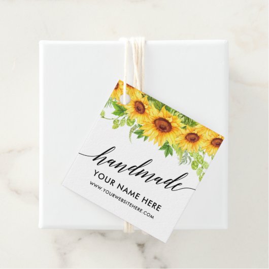 Kalligrafie Handgemaakte Zonnebloemen Handgemaakt Bedankjes Labels (In situ)