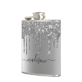 Kalligrafie Handgeschreven Custom Silver Glitter Heupfles (Links)