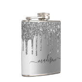 Kalligrafie Handgeschreven Custom Silver Glitter Heupfles (Rechts)