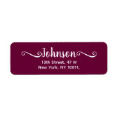 Kalligrafie handgeschreven script burgundy kleur etiket (Voorkant)