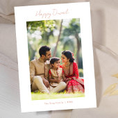 Kalligrafie Happy Diwali Familie Foto Koper Roos Feestdagenkaart