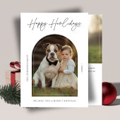 Kalligrafie Happy Holiday Christmas Dog Foto Kind Feestdagenkaart