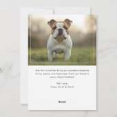 Kalligrafie Happy Holiday Christmas Dog Foto Kind Feestdagenkaart (Achterkant)