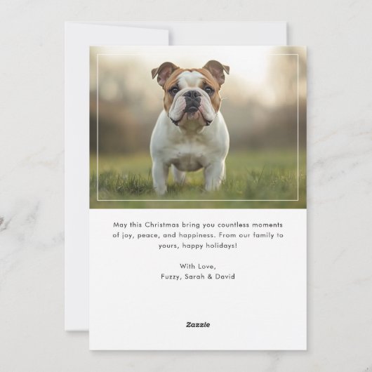 Kalligrafie Happy Holiday Christmas Dog Foto Kind Feestdagenkaart (Achterkant)