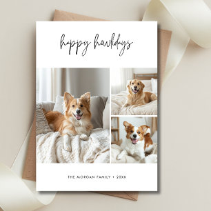 Kalligrafie Happy Howholidays Hond Kerstfoto Feestdagenkaart