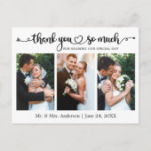 Kalligrafie Hart 3 Foto bruiloft Dank u Briefkaart (Voorkant)