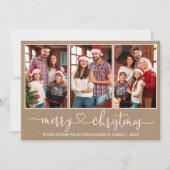 Kalligrafie Hart 3 Foto Kraft Vrolijk Kerstfeest Feestdagenkaart (Voorkant)