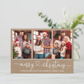 Kalligrafie Hart 3 Foto Kraft Vrolijk Kerstfeest Feestdagenkaart (Staand voorkant)
