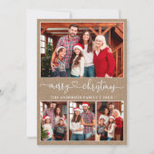 Kalligrafie Hart 4 Foto Kraft Vrolijk Kerstfeest Feestdagenkaart (Voorkant)