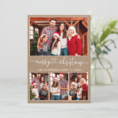 Kalligrafie Hart 4 Foto Kraft Vrolijk Kerstfeest Feestdagenkaart (Staand voorkant)