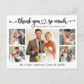 Kalligrafie Hart 5 foto bruiloft Dank u Briefkaart (Voorkant)