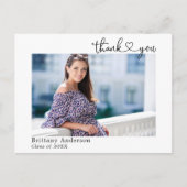Kalligrafie Hart Afstudeerfoto Bedankt Briefkaart (Voorkant)