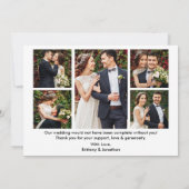 Kalligrafie hart bruiloft 6 foto's bruid bruidegom bedankkaart (Achterkant)
