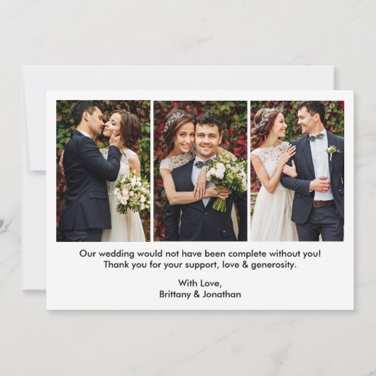 Kalligrafie hart bruiloft bruid bruidegom 4 foto bedankkaart (Achterkant)
