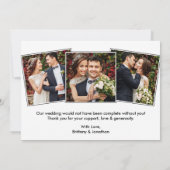 Kalligrafie Hart Bruiloft bruid bruidegom 4 foto's Bedankkaart (Achterkant)