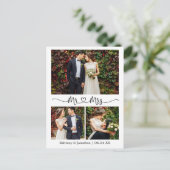 Kalligrafie Hart bruiloft Dank u 3 Foto Briefkaart (Staand voorkant)