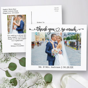 Kalligrafie Hart bruiloft Heel veel dank Foto Briefkaart
