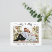 Kalligrafie Hart Bruiloft Meneer Mevrouw Foto Beda Briefkaart (Staand voorkant)