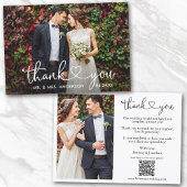 Kalligrafie Hart Bruiloft QR Code 2 Foto Bedankkaart