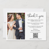 Kalligrafie Hart Bruiloft QR Code 2 Foto Bedankkaart (Achterkant)