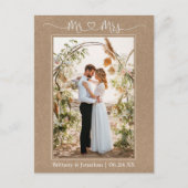 Kalligrafie Hart Dhr. Mevrouw Foto Kraft Bedankt Briefkaart (Voorkant)