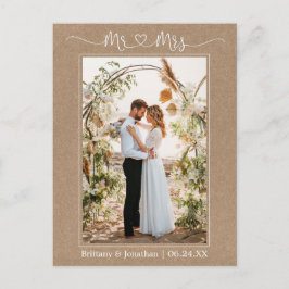 Kalligrafie Hart Dhr. Mevrouw Foto Kraft Bedankt Briefkaart