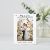 Kalligrafie Hart Dhr. Mevrouw Trouwfoto Bedankt Briefkaart (Staand voorkant)