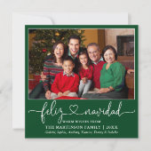 Kalligrafie Hart Feliz Navidad Square Green Feestdagenkaart (Voorkant)