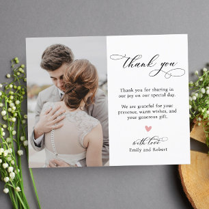 Kalligrafie hart foto budget bruiloft dank u flyer