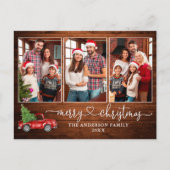 Kalligrafie Hart Hout 3 Foto Kerst Truck Briefkaart (Voorkant)