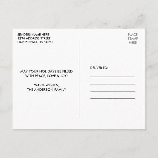 Kalligrafie Hart Kerst Blauw Hout Lichten Briefkaart (Achterkant)