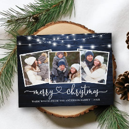 Kalligrafie Hart Kerst Blauw Hout Lichten Briefkaart