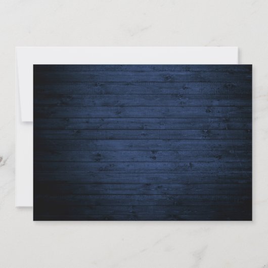 Kalligrafie Hart Kerst Blauw Hout Lichten Feestdagenkaart (Achterkant)