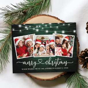 Kalligrafie Hart Kerst Groen Hout Lichten Briefkaart