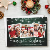 Kalligrafie Hart Kerst Groen Hout Lichten Feestdagenkaart