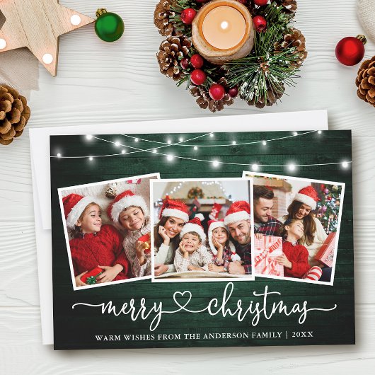 Kalligrafie Hart Kerst Groen Hout Lichten Feestdagenkaart