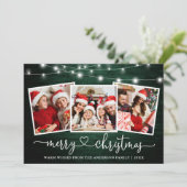 Kalligrafie Hart Kerst Groen Hout Lichten Feestdagenkaart (Staand voorkant)