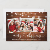Kalligrafie Hart Kerst Hout Lichten 3 Foto Feestdagenkaart (Voorkant)