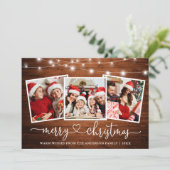 Kalligrafie Hart Kerst Hout Lichten 3 Foto Feestdagenkaart (Staand voorkant)