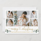 Kalligrafie Hart Kerst Waterverf Eucalyptus Feestdagenkaart (Voorkant)