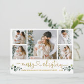 Kalligrafie Hart Kerst Waterverf Eucalyptus Feestdagenkaart (Staand voorkant)