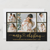 Kalligrafie Hart Kerst Zwart en Goud Lijsten Feestdagenkaart (Voorkant)