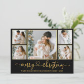 Kalligrafie Hart Kerst Zwart en Goud Lijsten Feestdagenkaart (Staand voorkant)