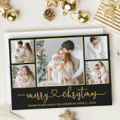 Kalligrafie Hart Kerst Zwart en Goud Lijsten Feestdagenkaart