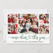 Kalligrafie Hart Meer Cheer 5 Foto Groen Feestdagenkaart (Voorkant)