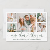 Kalligrafie Hart Meer Cheer 5 Foto's Sage Green Feestdagenkaart (Voorkant)