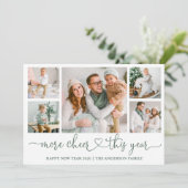 Kalligrafie Hart Meer Cheer 5 Foto's Sage Green Feestdagenkaart (Staand voorkant)