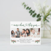 Kalligrafie Hart Meer Cheer Holly 3 Foto Briefkaart (Staand voorkant)