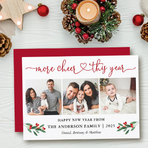 Kalligrafie Hart Meer Cheer Holly 3 Foto Rood Feestdagenkaart